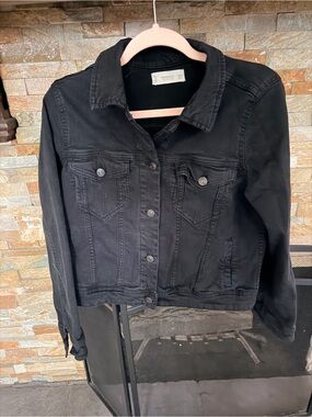 Mango Black Denim Trucker Jacket